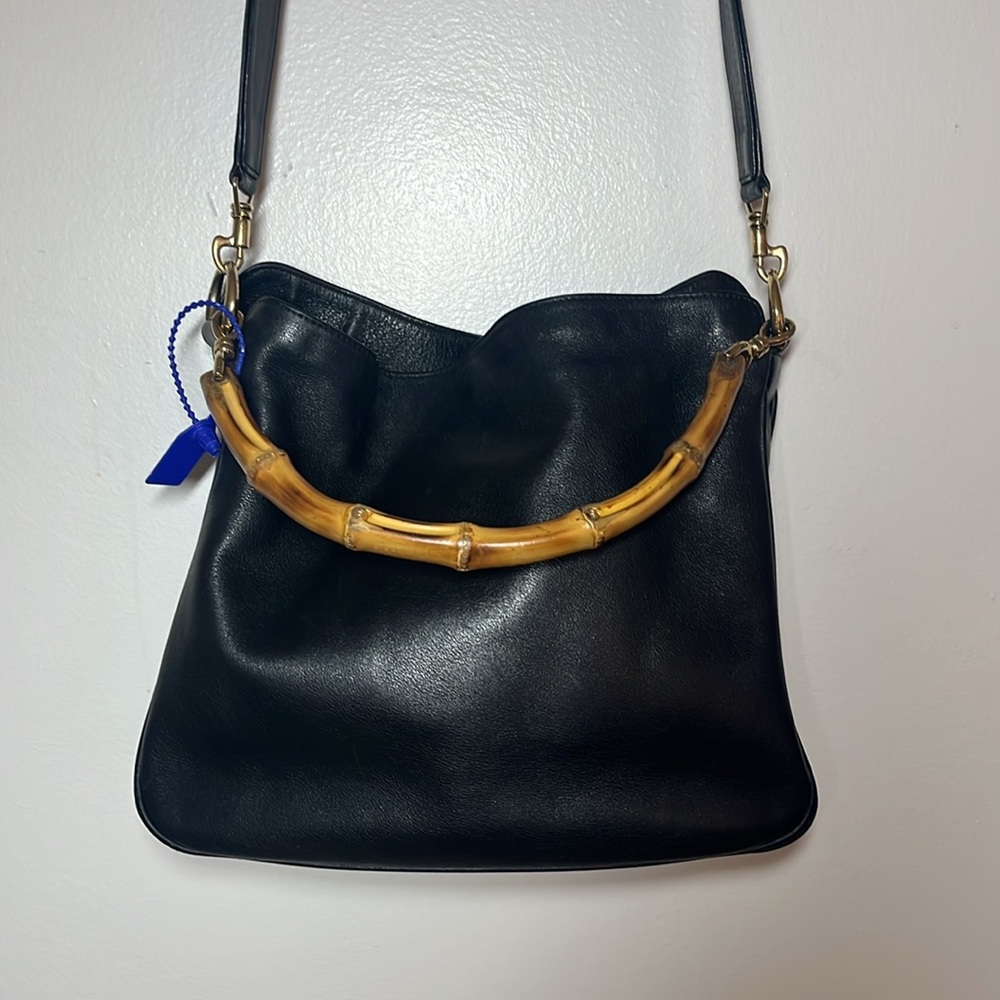 Gucci Lady Diana Two way purse Black w bamboo handles